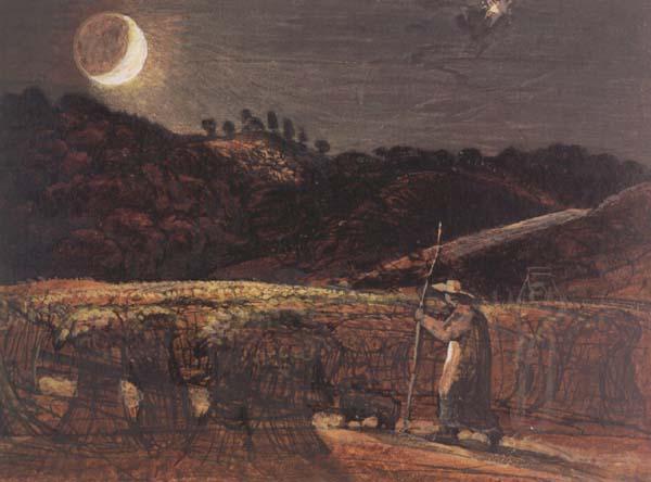 Samuel Palmer Cornfield by Moonlight France oil painting art